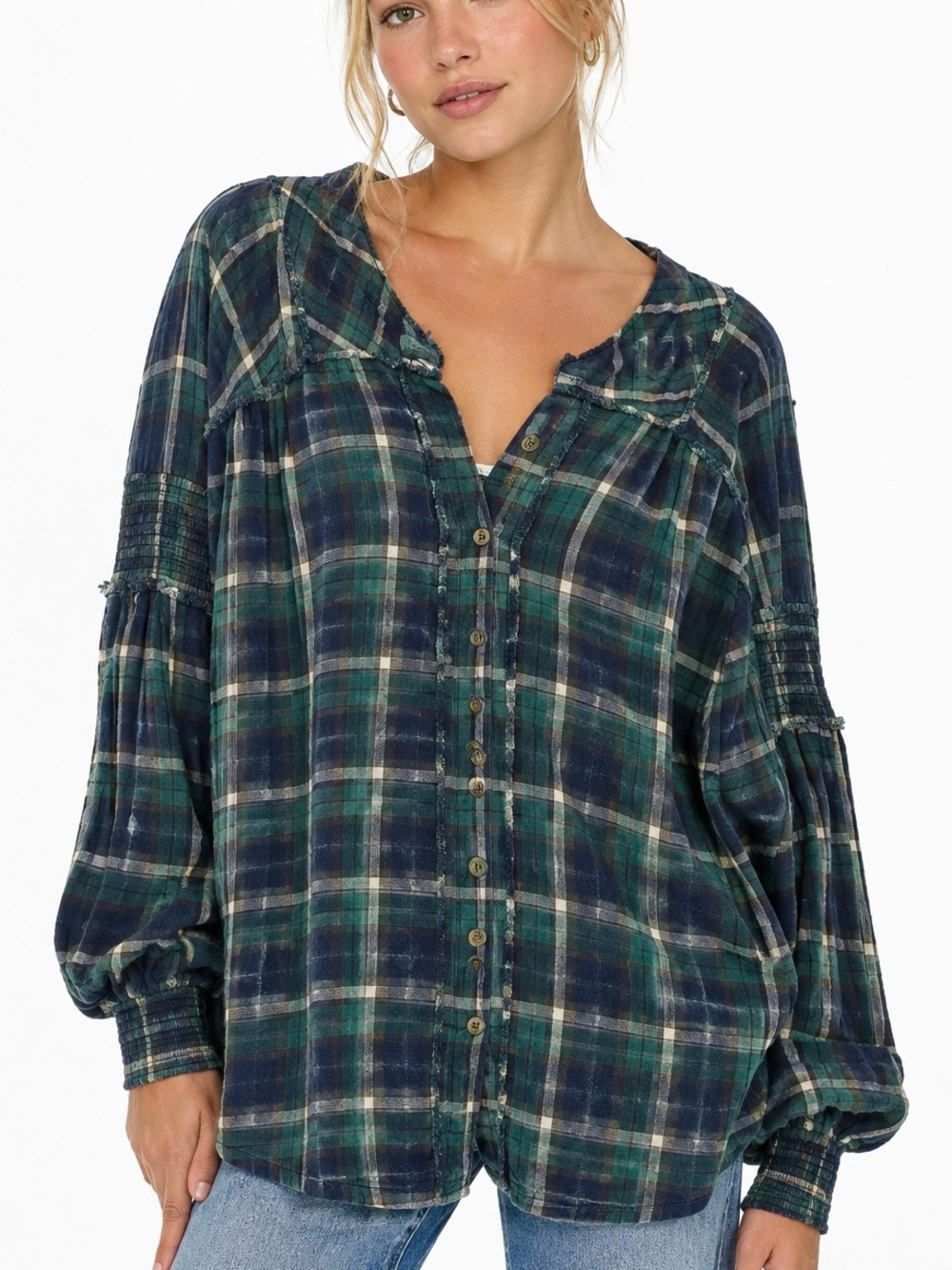 Free People We The Free Plaid Blouse